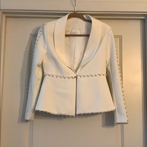 White custom peplum blazer